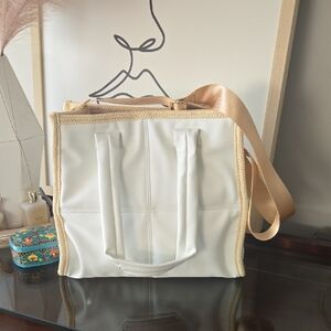 Elegant White and Tan Tote Bag